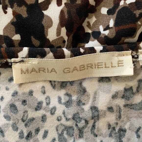 Maria Gabrielle L BOHO Ditzy Abstract Stretch Peplum Tunic Top Piping Trim 9K - Picture 6 of 6